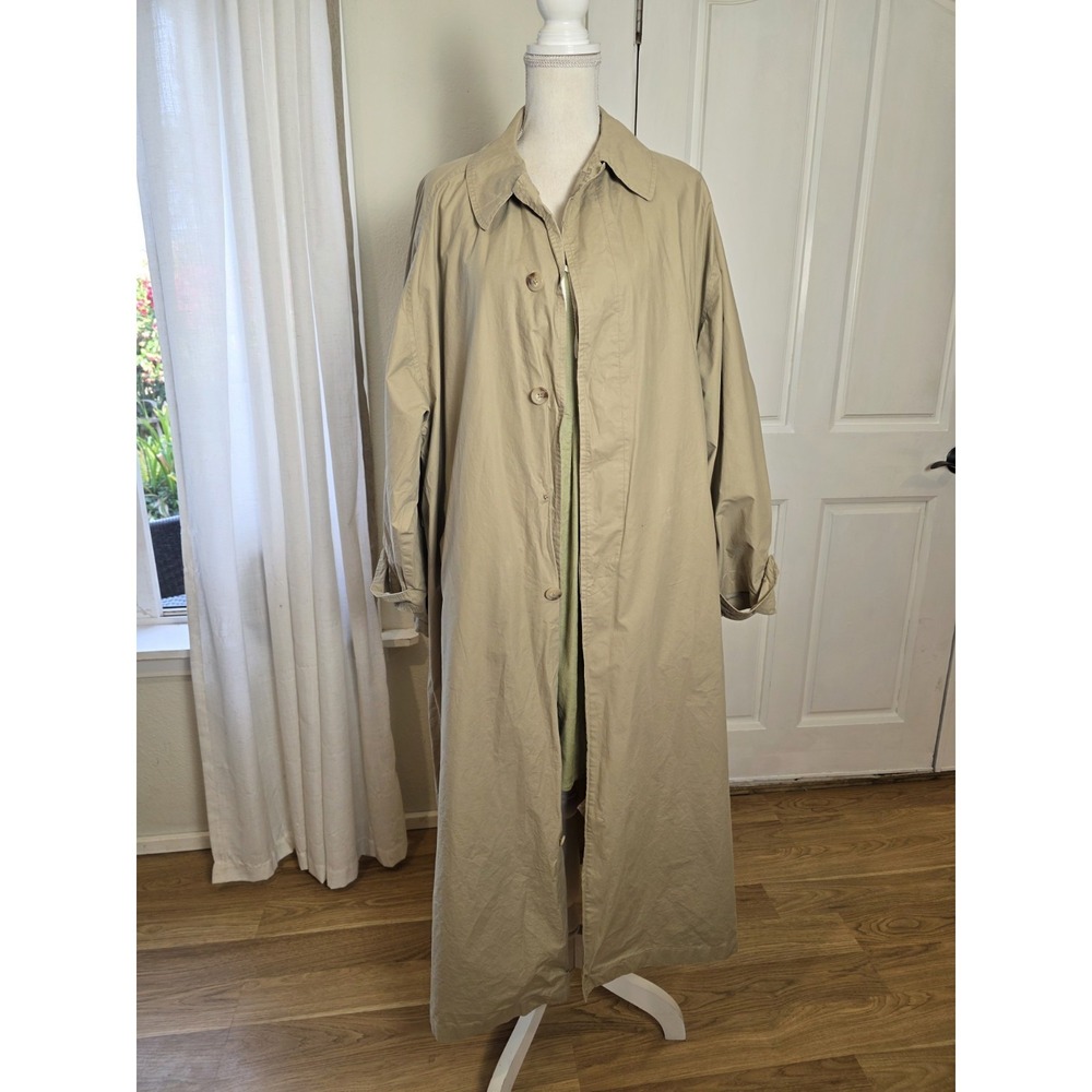 Ralph Lauren Womens Trench‎ Coat Size 12 Beige 3/4 Sleeve Blue Label